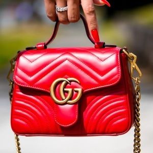 Still available- Gucci GG Marmont mini Top Handle red purse